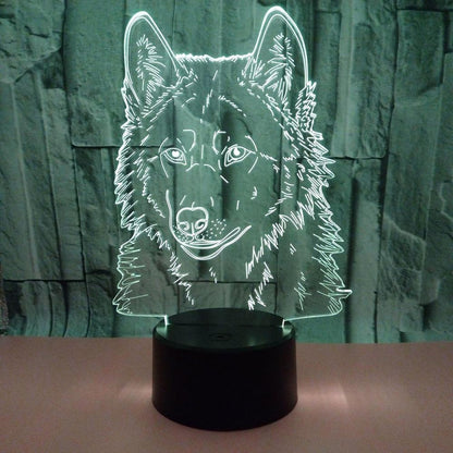 Lampe 3D Loup Veilleuse