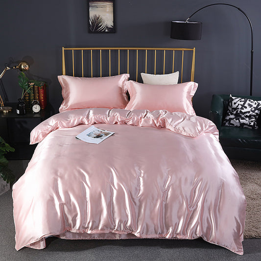 Summer Simple Pure Color Ice Silk Bed Linen Quilt Cover Bedding