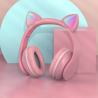 Oreilles de chat basses lourdes Bluetooth coeur girly mignon