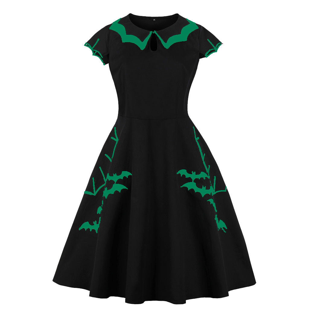 Halloween bat embroidered dress