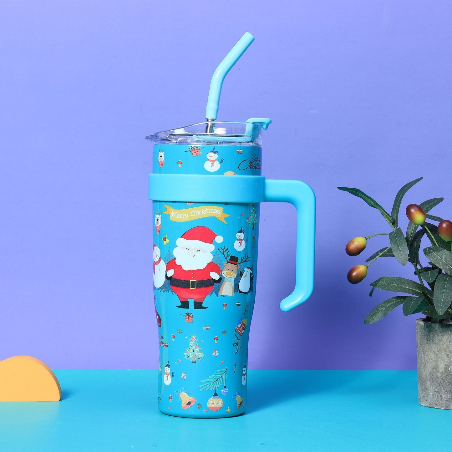 Grande tasse à glace de Noël en acier inoxydable 304 de 40 oz de grande capacité