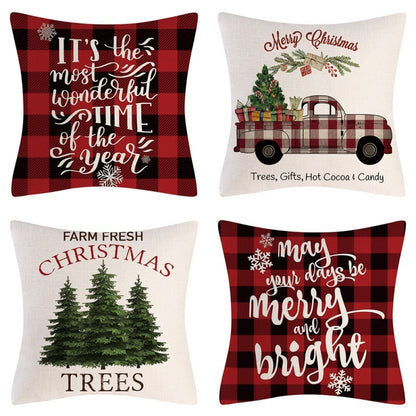 Home Decoration Christmas Pillow Cover Four-piece Set