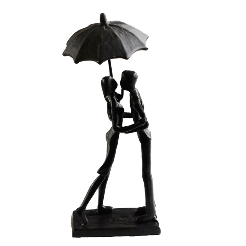 Cast Iron Umbrella Couple Ornament Home Retro