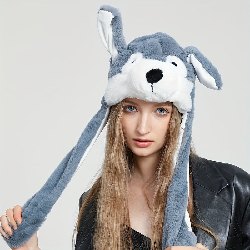 Chapeau d'oreille mobile d'animal mignon mignon panda chien grenouille chiot chapeaux en peluche Halloween Cosplay fête chapeau d'oreillette pour les femmes