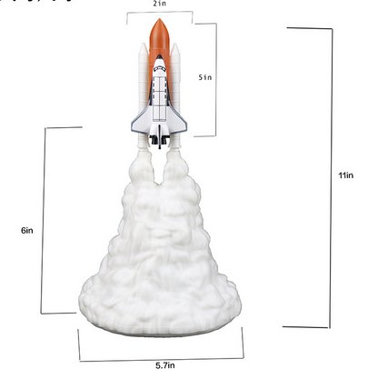 Lámpara de noche con diseño de cohete espacial y transbordador espacial con impresión 3D