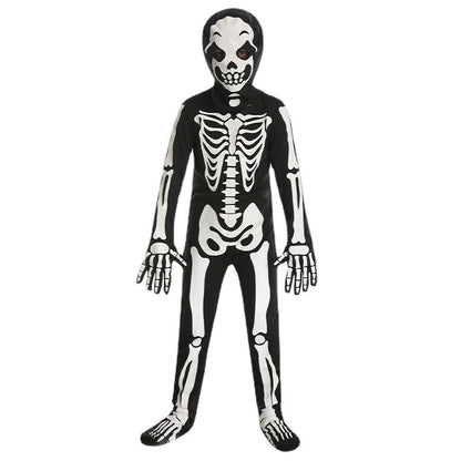 Halloween Children Skull-shaped White Ghost Bone Character Cosplay Clothes