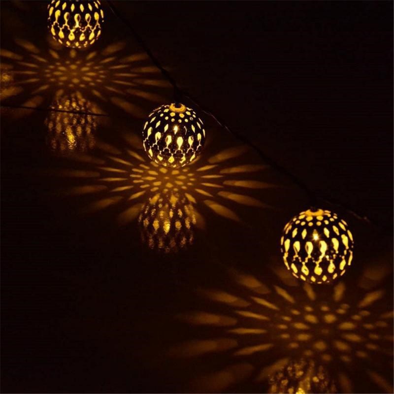 Moroccan Solar Lamp Battery Round Ball Light Garden Decorati