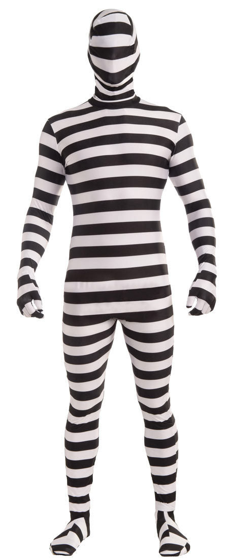 Uniforme de prison noir et blanc d'Halloween