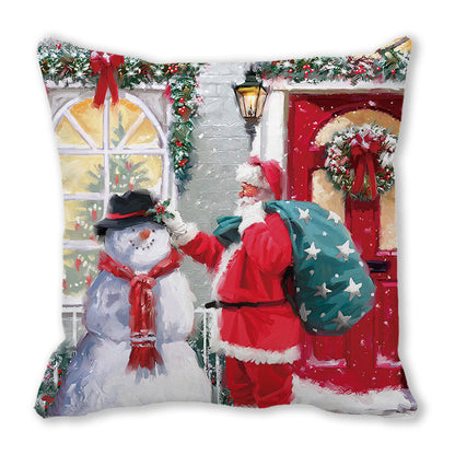 Merry Christmas Christmas Encryption Peach Skin Fabric Home Decoration Sofa Cushion Pillow ZT428