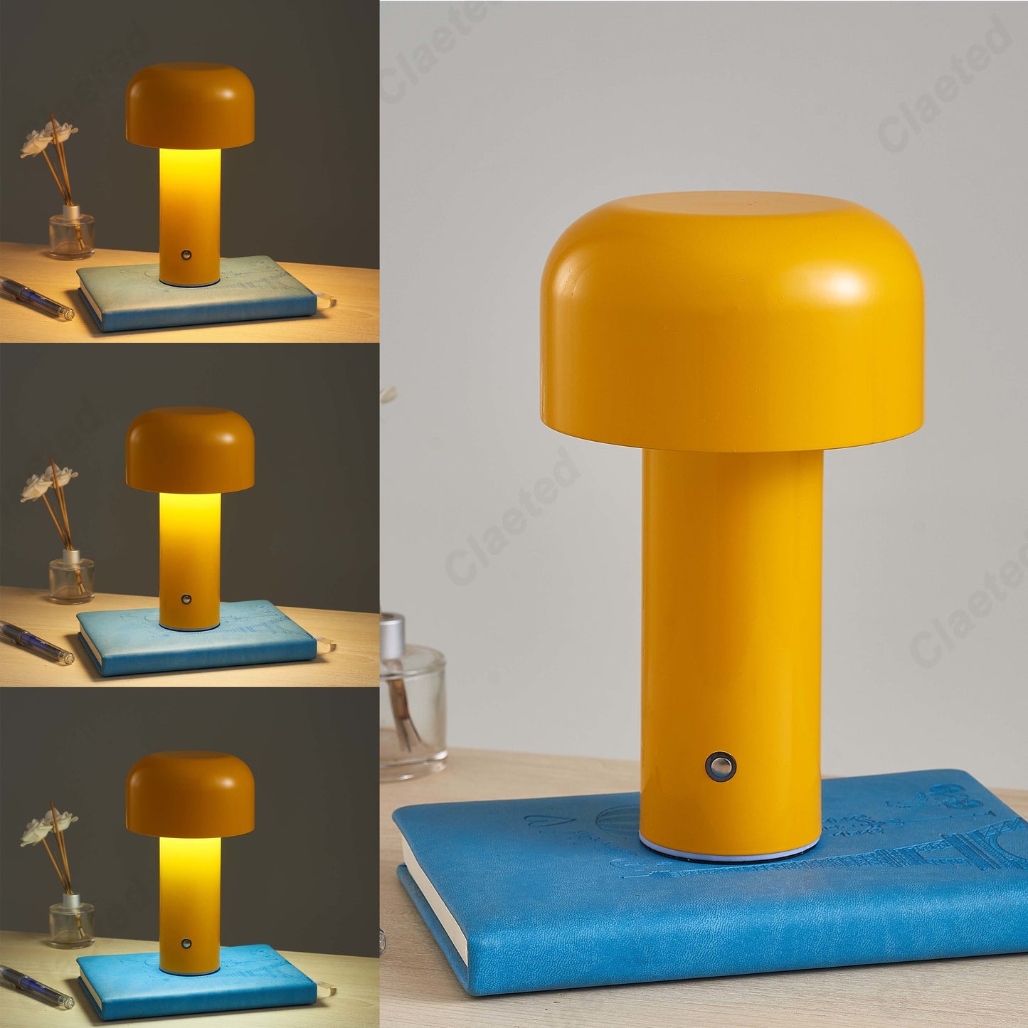 Designer Mushroom Table Lamp Night Light Portable Cordless Touch Rechargeable Decor Lamp USB Bedside Lamp Desktop Lamp