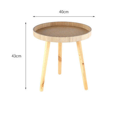 Table basse ronde de salon rétro en rotin domestique