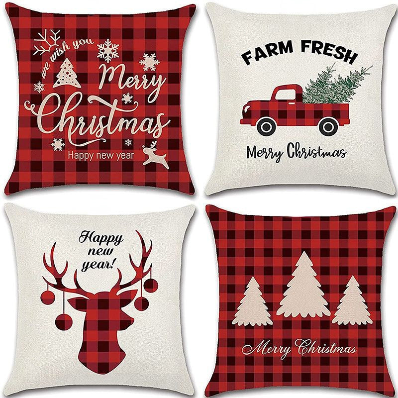 Home Decoration Christmas Pillow Cover Four-piece Set