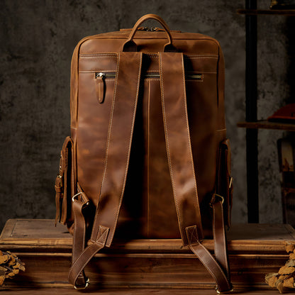 Handmade First Layer Cowhide Backpack Men's Retro Leather