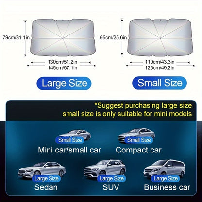 Parasol plegable para parabrisas de coche, mantiene el vehículo fresco, bloquea los rayos UV, protege el interior del coche, fácil de almacenar y usar, reducción de calor, protección UV, fácil instalación: ajuste universal, material duradero