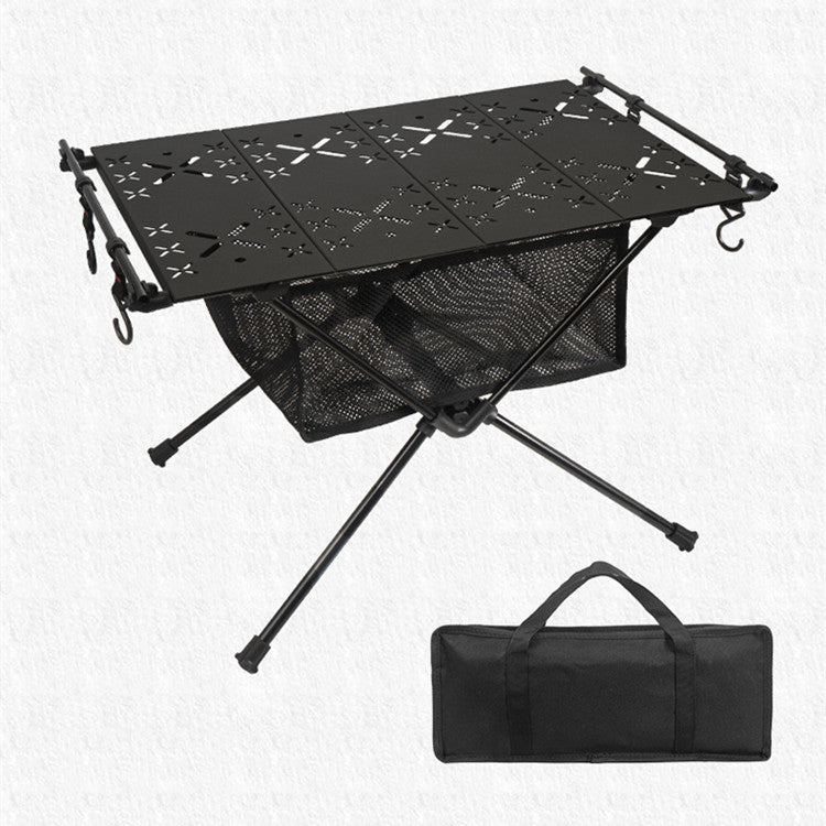 Mesa plegable para exteriores, mesa de picnic redonda para acampar de aleación de aluminio