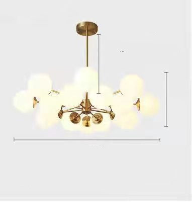 Full Copper Nordic Chandelier Living Room Light