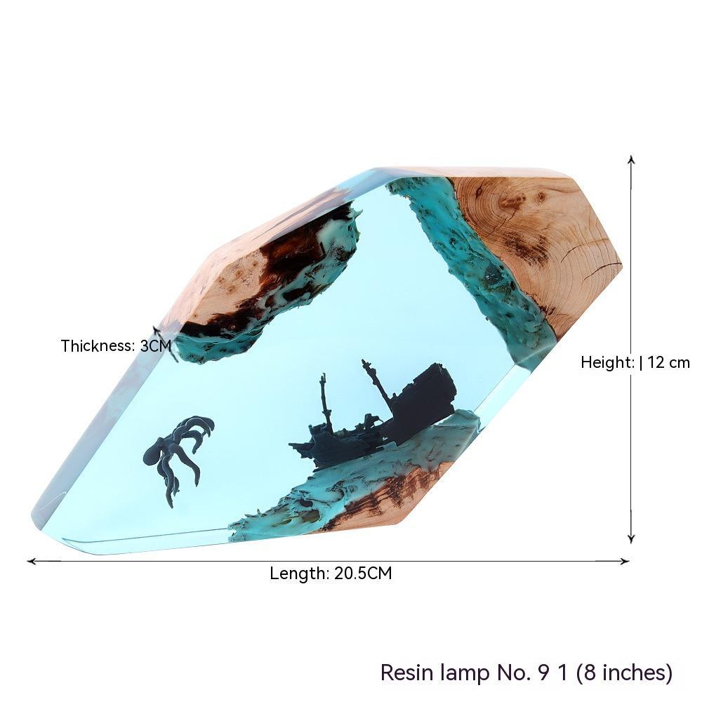 Décoration de maison en bois, décoration artistique de bureau, épave de bateau, cadeau de poulpe, veilleuse solide
