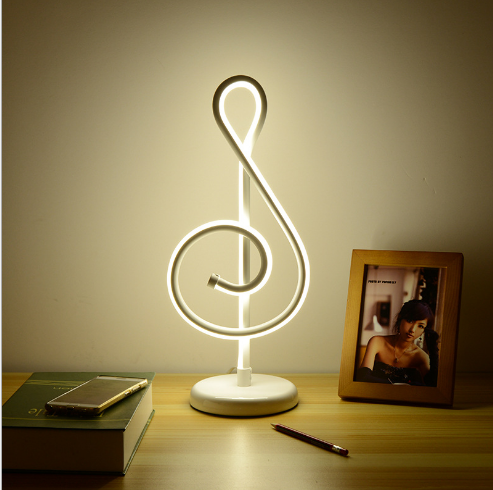 Moderne Simple Musique Symbole Chambre Lampe De Chevet Chaud Romantique Ménage Créatif Personnalité Soins Oculaires Bureau LED