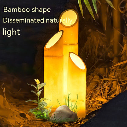 Lampe solaire d'extérieur en bambou, simulation étanche, jardin