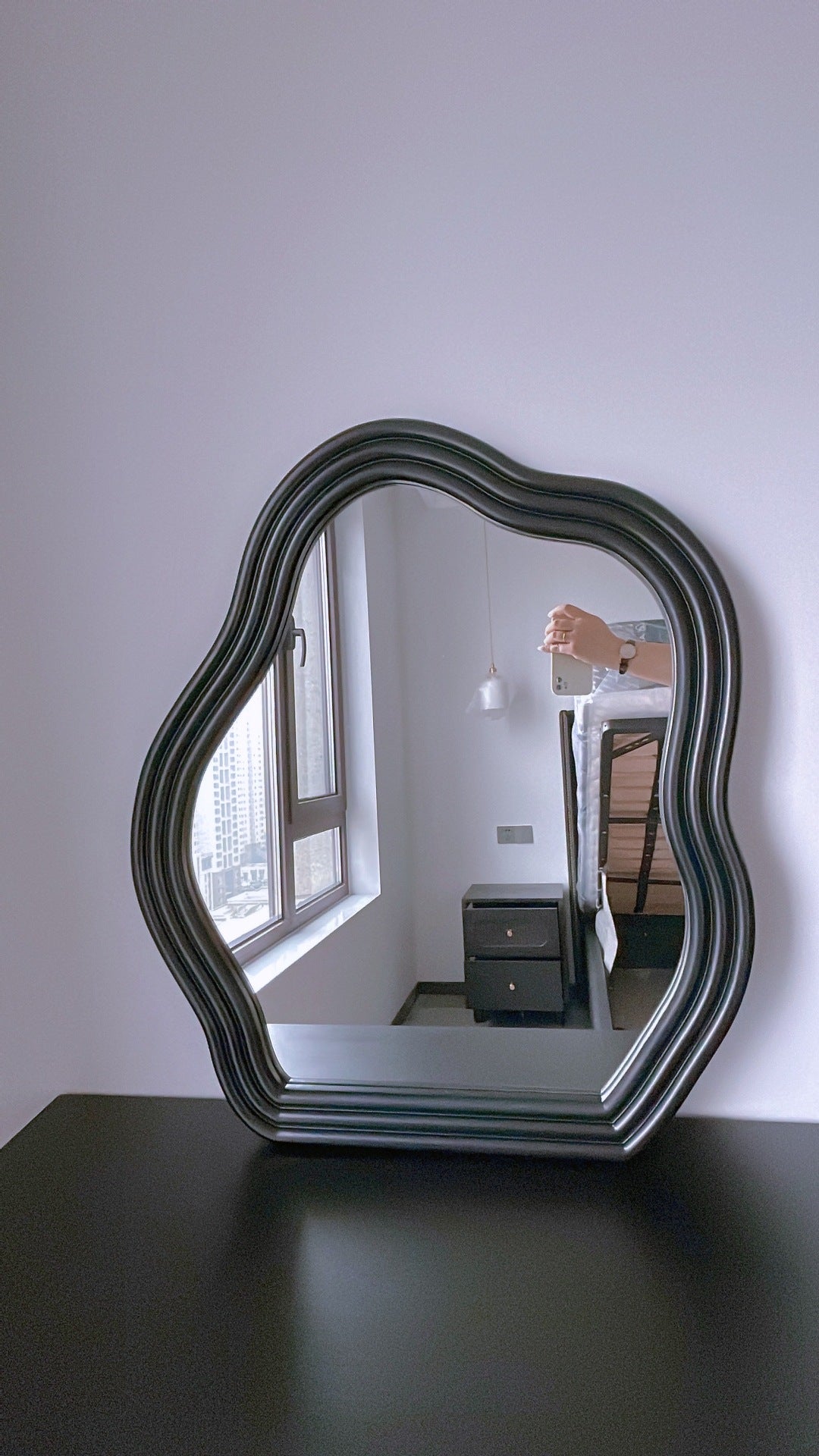 Makeup Mirror Wavy Shaped Hanging Wall Vanity Mirror