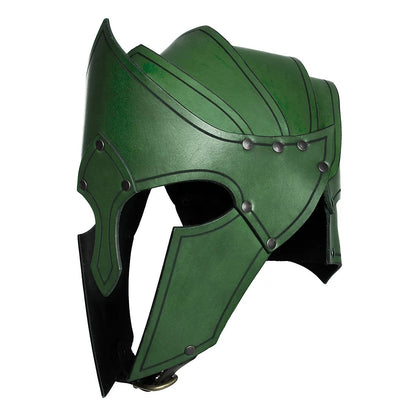 Casque de chevalier nordique rétro en cuir pour Halloween