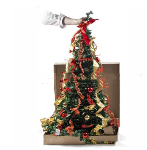 Árbol de Navidad retráctil de PVC de 1,8 m con adornos