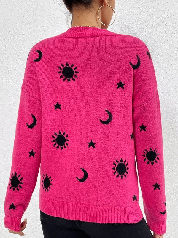 Pull à col rond en jacquard tricoté pour femme, pull décontracté à tête de mort pour Halloween, hauts d'automne et d'hiver