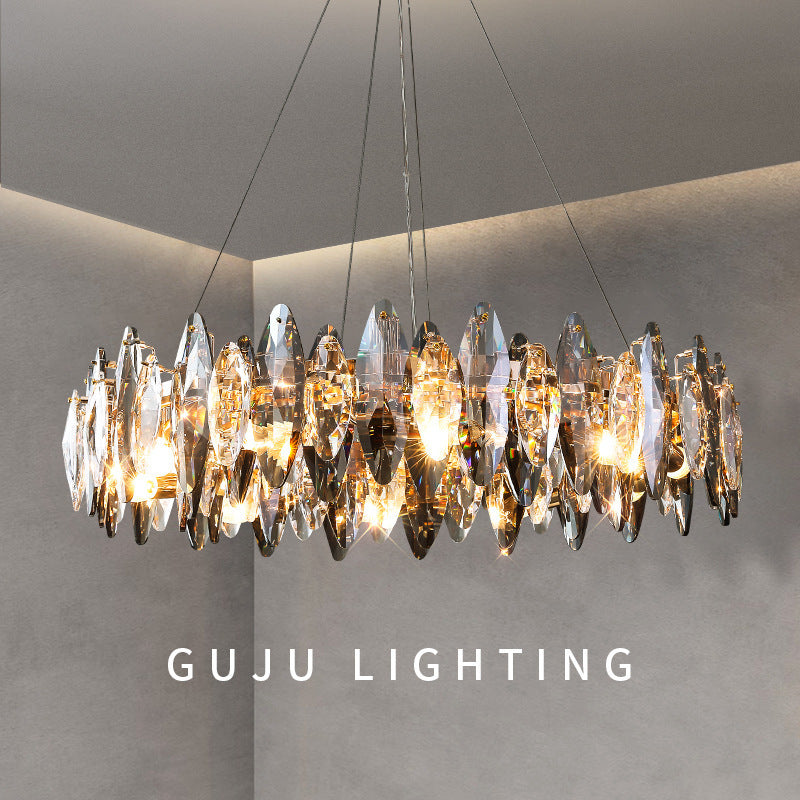 Lustre minimaliste moderne en cristal de luxe, lumière de salon