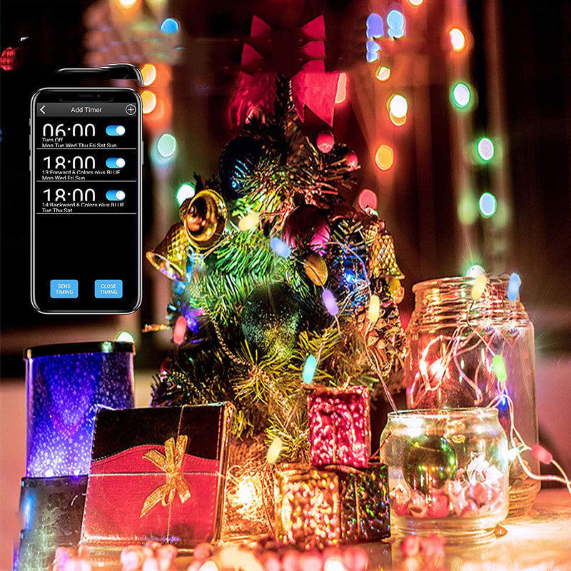 USB intelligent Bluetooth Led fil de cuivre chaîne lumière App contrôle arbre de noël décor nouvel an fée guirlande lumineuse décoration de noël