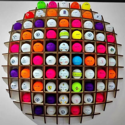 Wall-mounted 78-ball Wooden Golf Display Stand