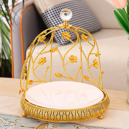 Light Luxury Tea Table Fruit Plate Ceramic Double Layer