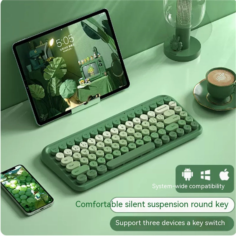 Juego de teclado y ratón Bluetooth de tres modos, tableta inalámbrica de oficina para niñas, ordenador portátil con cerebro