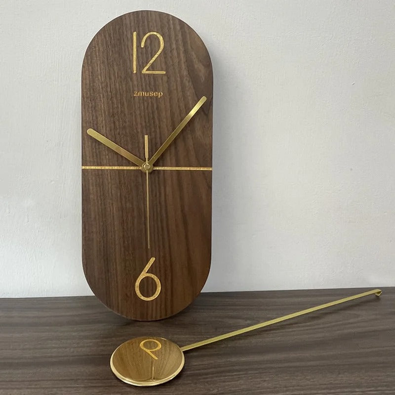 Reloj colgante silencioso de madera de nogal de arte creativo