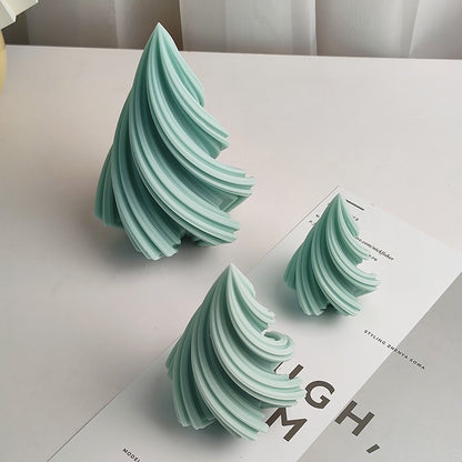 Molde de vela de cono giratorio grande DIY, molde de resina para hacer jabón de aromaterapia con rayas geométricas y árbol de Navidad, regalo para decoración del hogar