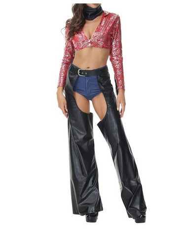 Costume de cow-boy pour fête d'Halloween, déguisement de cow-girl gothique pour femme, tenue de mascarade, de tribu rétro, de hippie