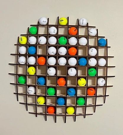 Wall-mounted 78-ball Wooden Golf Display Stand