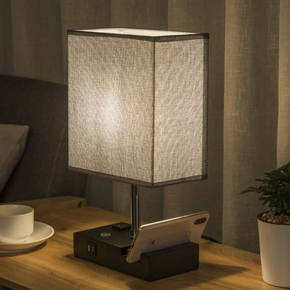 Lampe de table rectangulaire tactile en tissu USB