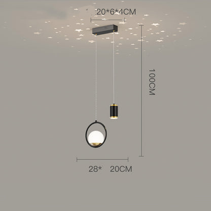 Lampe à suspension pour chambre à coucher, projection de ciel étoilé