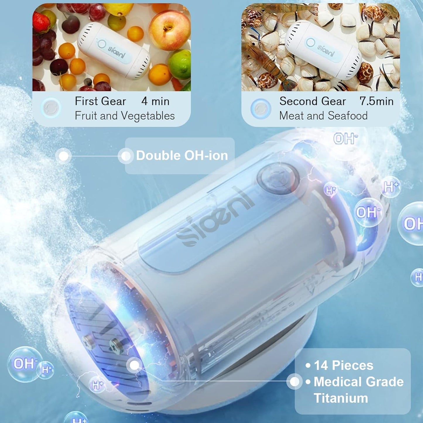 Fruit And Vegetable Cleaning Machine 5000 MAh Ultrasonic Capsule Washing Machine