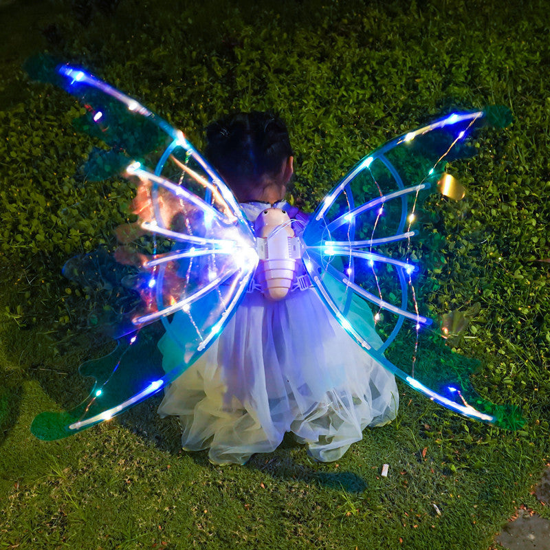 Alas de mariposa eléctricas para niñas con luces brillantes y movimiento para disfrazarse, para cumpleaños, bodas, Navidad y Halloween