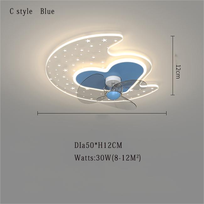 Luz de ventilador de techo en el dormitorio de los niños