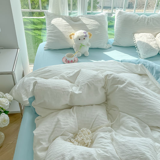 Bubble Yarn Washed Cotton Bed Four-piece Set