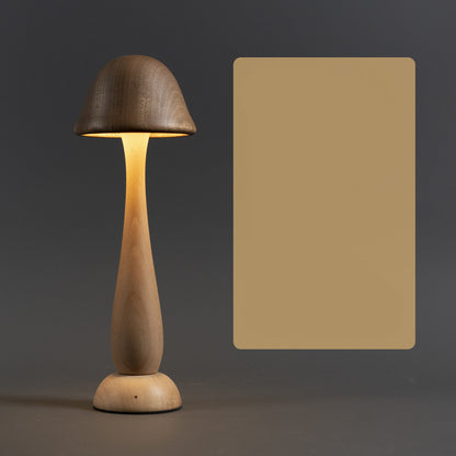 Lampe de table en bois massif champignon à gradation tactile