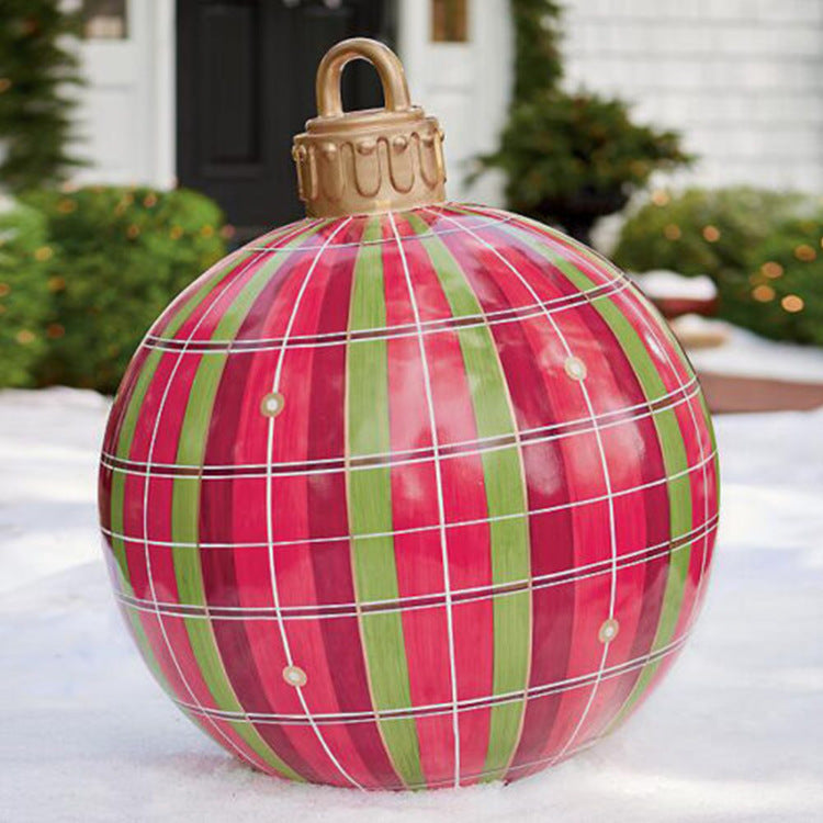 Boule de décoration de Noël en PVC pour l'extérieur 60 cm, boule gonflable décorée en PVC, grosses boules géantes pour décorations d'arbre de Noël, boule de jouet