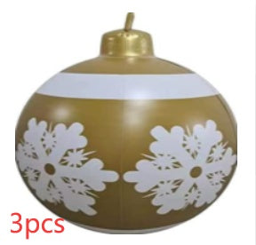 Boule de décoration de Noël en PVC pour l'extérieur 60 cm, boule gonflable décorée en PVC, grosses boules géantes pour décorations d'arbre de Noël, boule de jouet