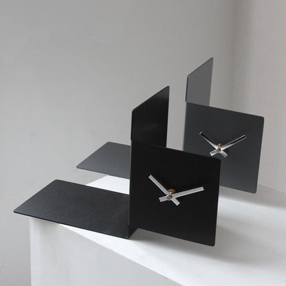 Creative Clock Book Stand Nordic Minimalist Metal Bookshelf Storage Decoration