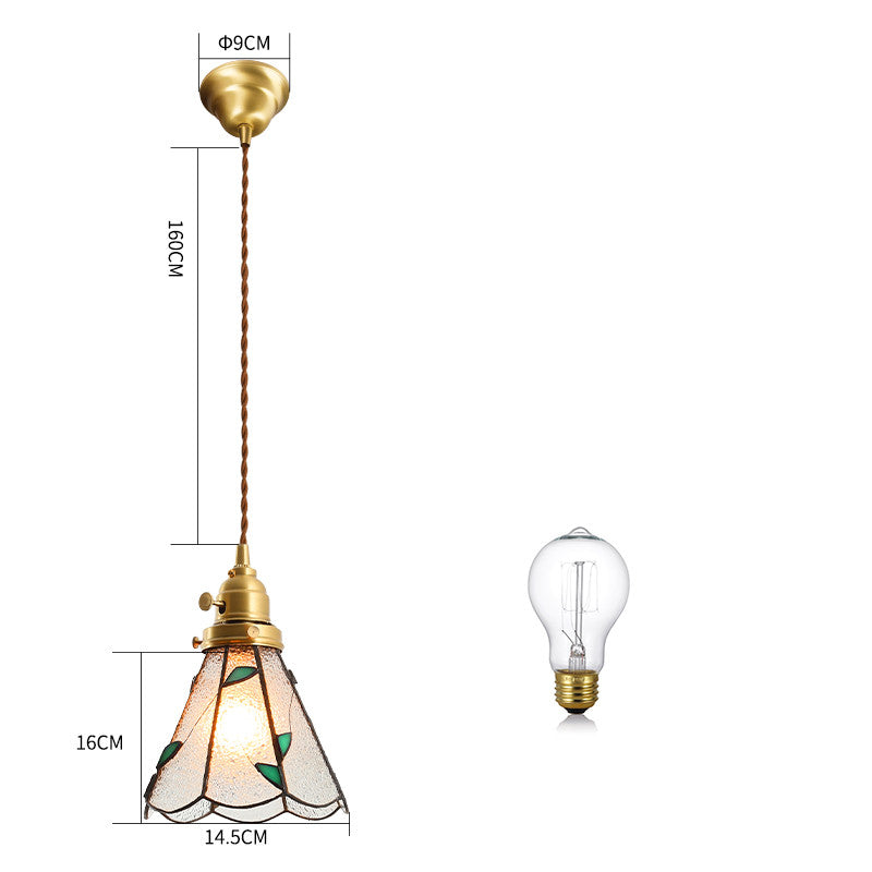 Lámpara de araña de cristal de latón, estilo Retro japonés, para restaurante, dormitorio, casa de familia