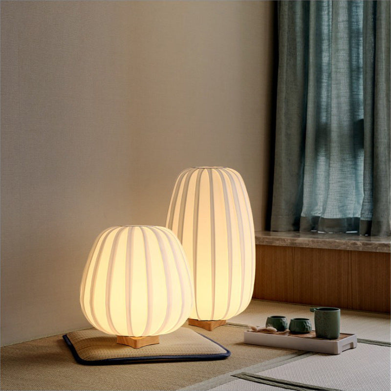 Japanese Style Living Room Study Fabric Decoration Table Lamp Solid Wood Warm Bedside