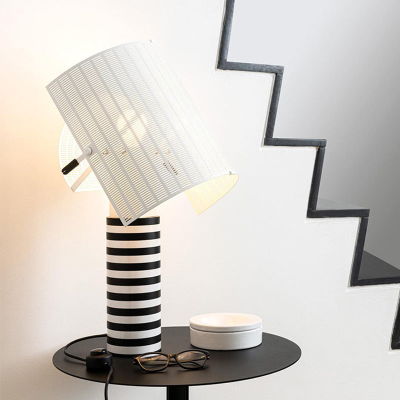 Creative Black And White Stripes Light Luxury Artistic Table Lamp Post-modern Minimalist Bedroom Bedside Lamp