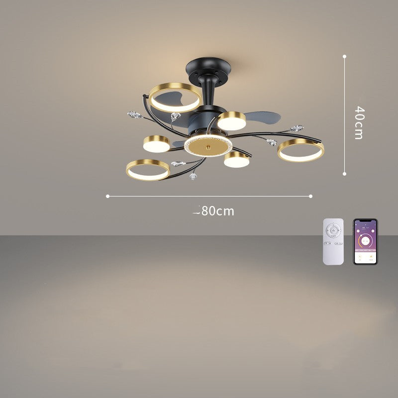 Living Room Nordic Luxury Intelligent APP Ceiling Fan Ceiling Light